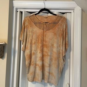 POL Oversized Tie Dye Top With Lace
